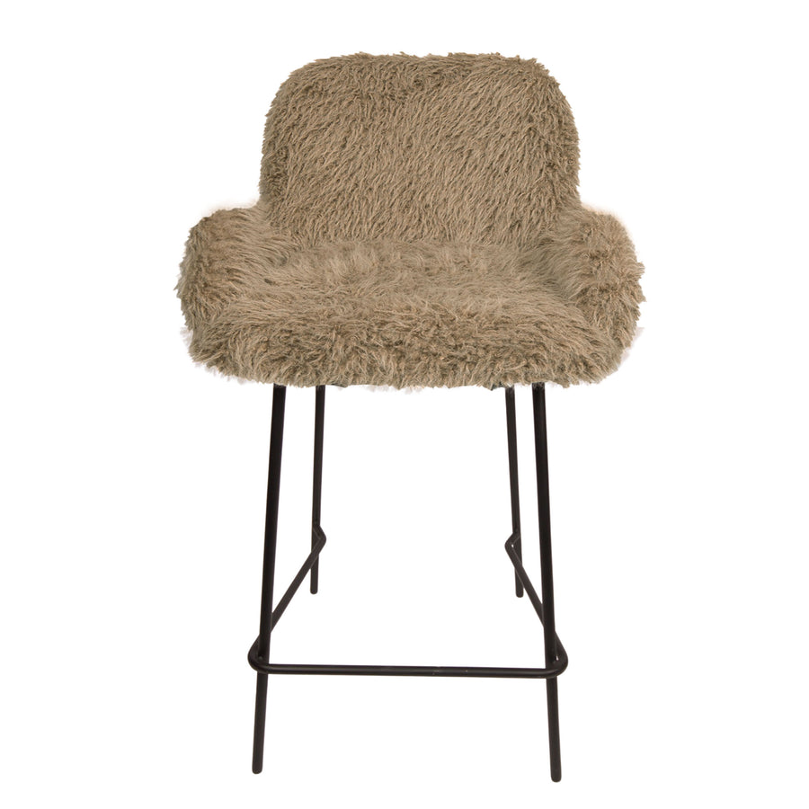 Leander brown upholstered in faux-fur fabric bar stool