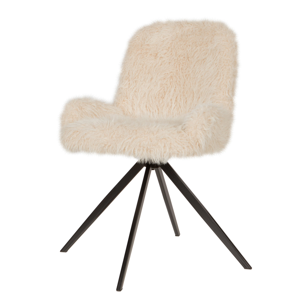 Leander beige upholstered in faux-fur fabric dining chair