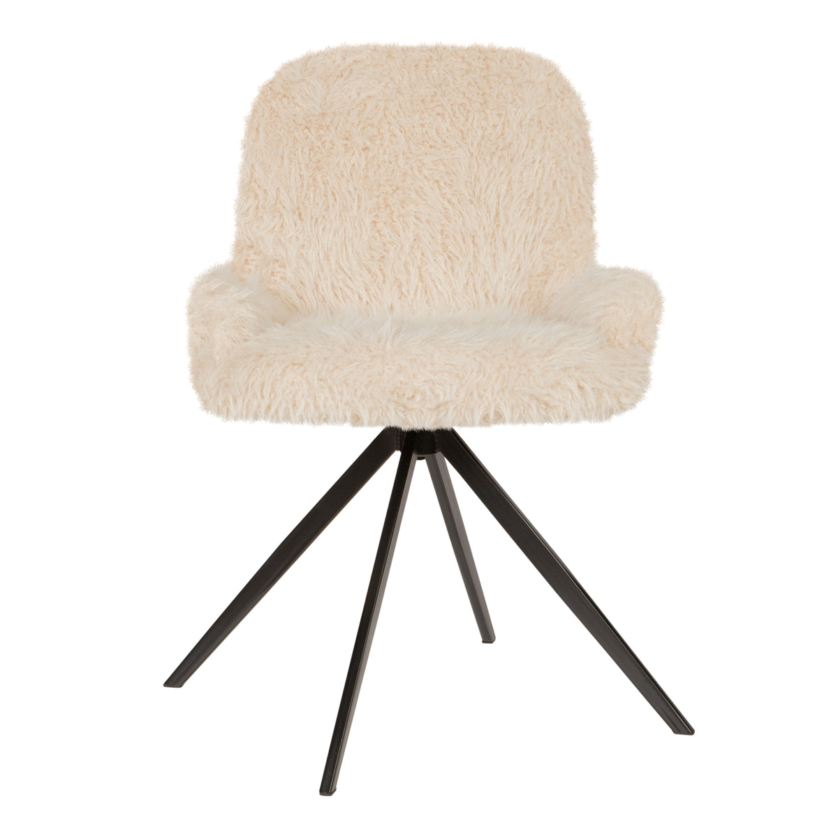 Leander beige upholstered in faux-fur fabric dining chair