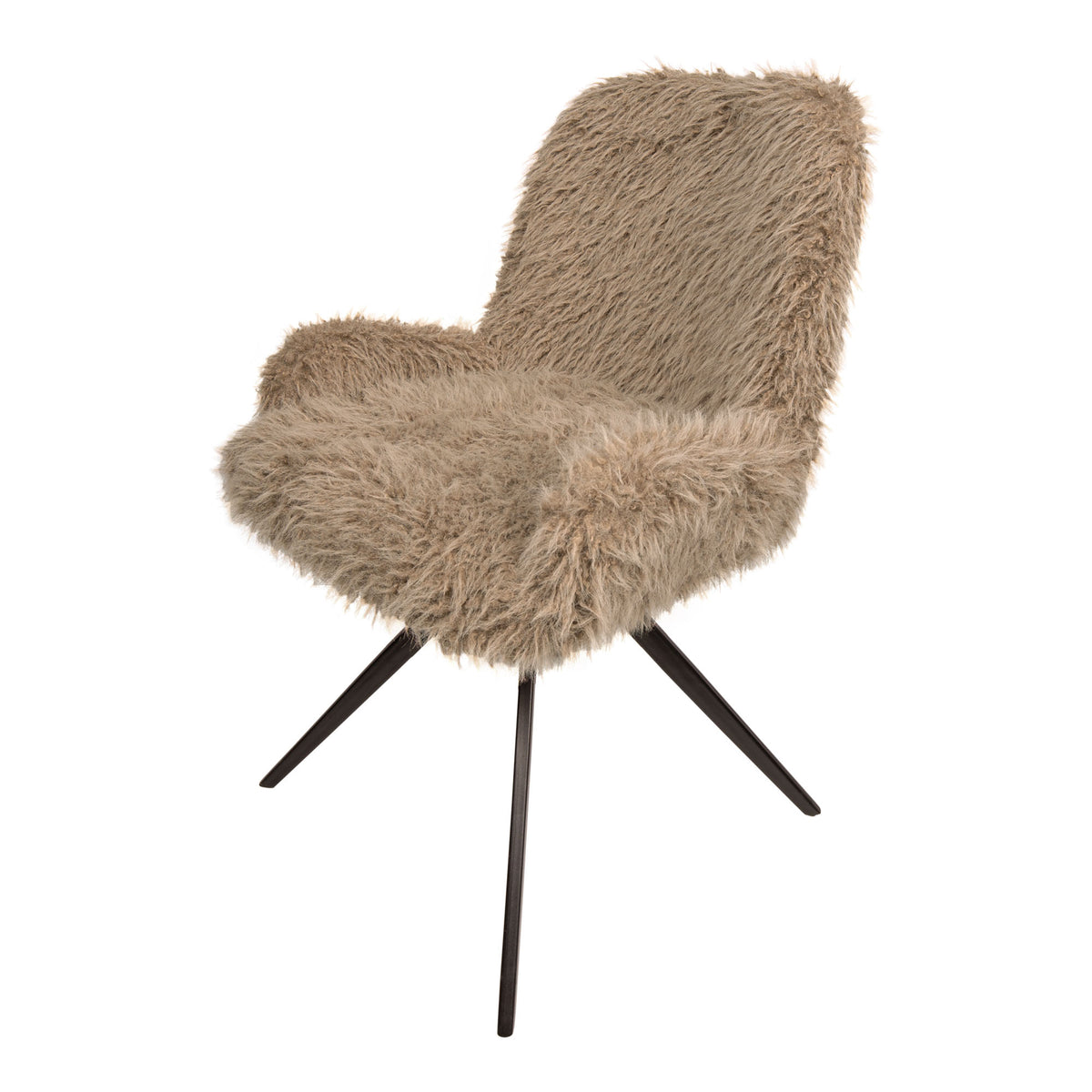 Leander brown upholstered in faux-fur fabric dining chair