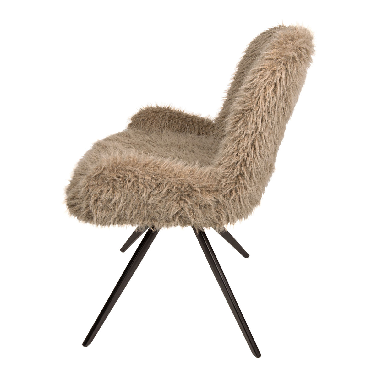 Leander brown upholstered in faux-fur fabric dining chair
