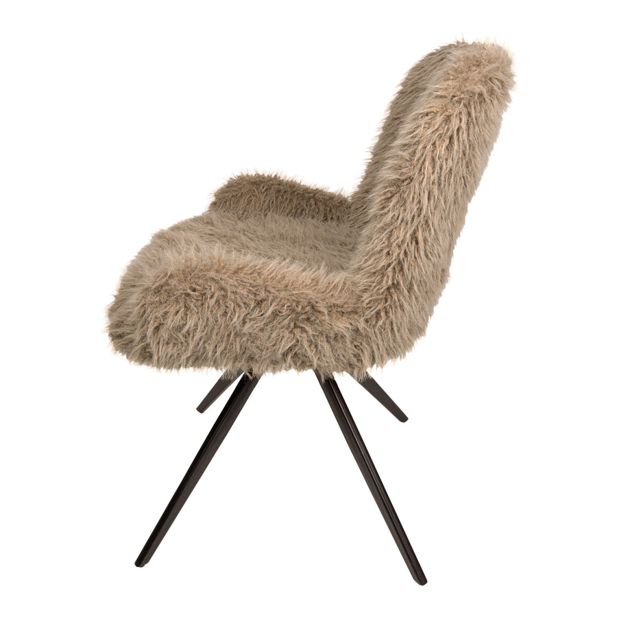 Leander brown upholstered in faux-fur fabric dining chair