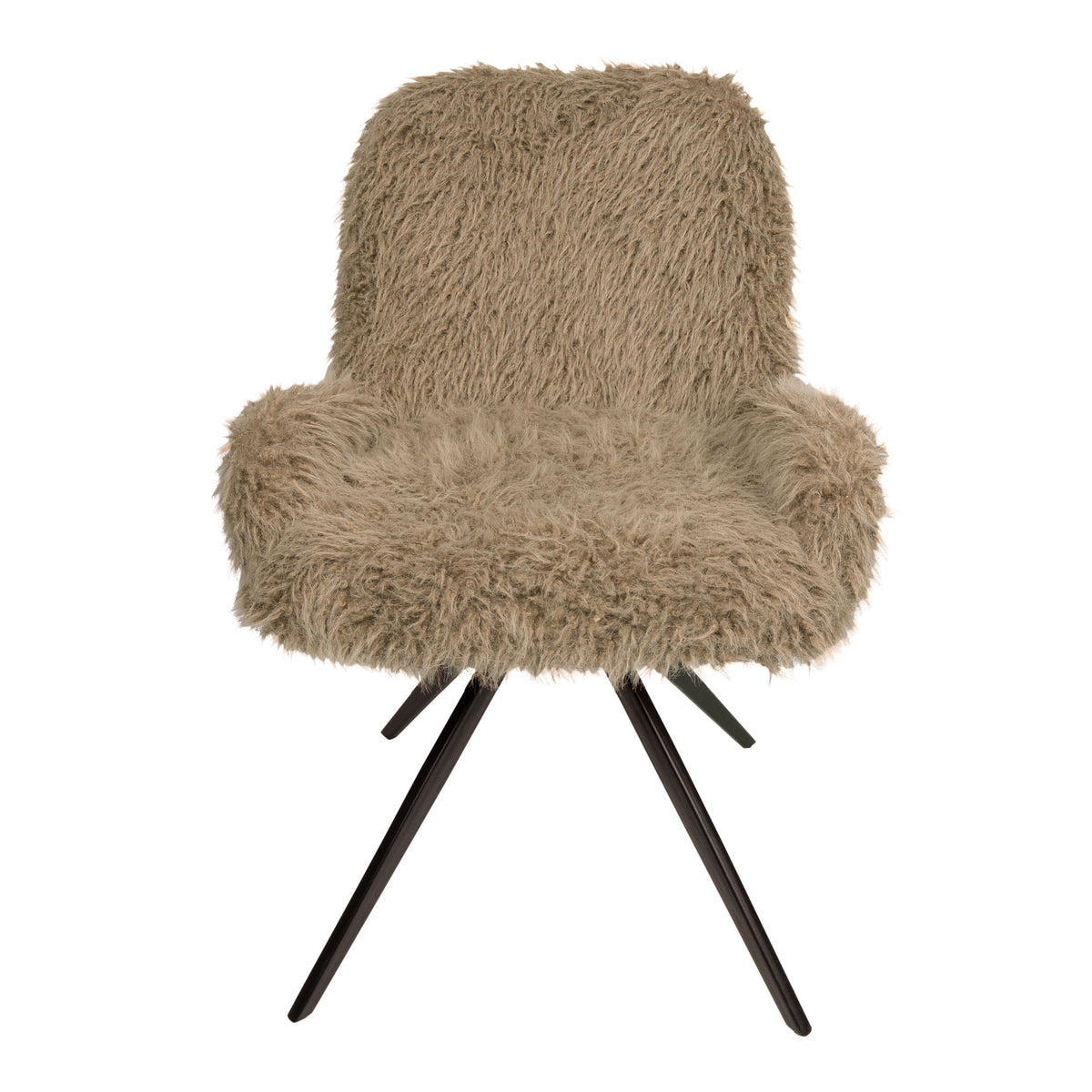 Leander brown upholstered in faux-fur fabric dining chair