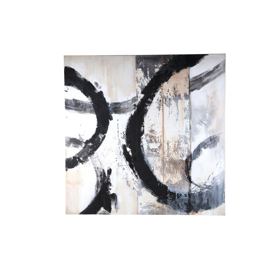 Jor Painted Circle Canvas Wall Panel - Black