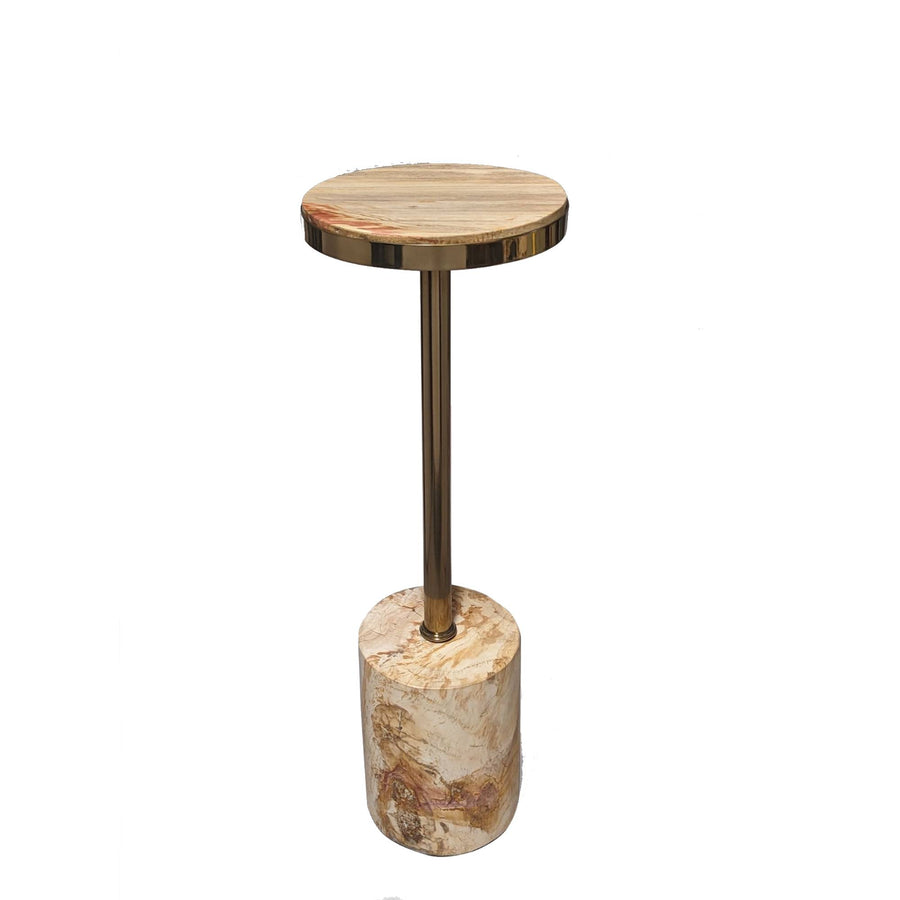 Mody natural petrified wood pedestal side table