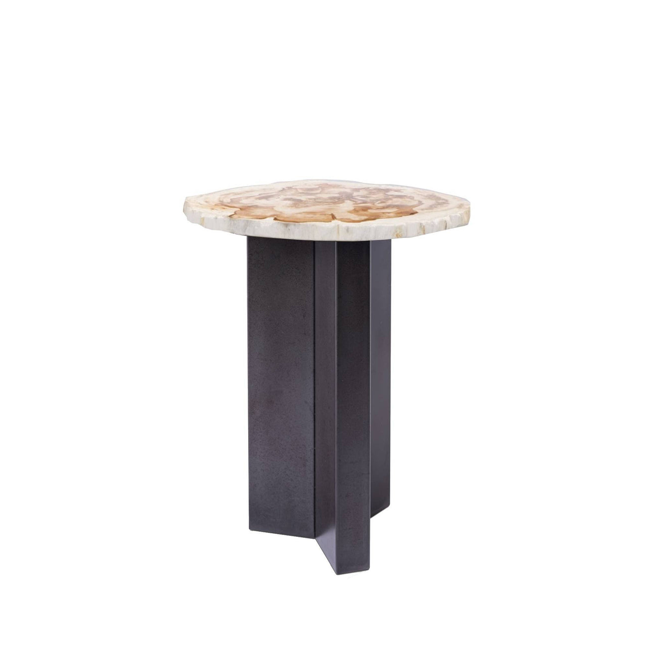 Jisse natural petrified wood side table with twist base
