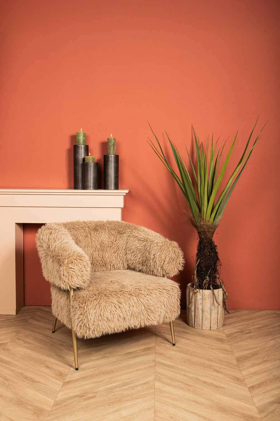 Set of two faux pandanus trees in pots, 150cm, green