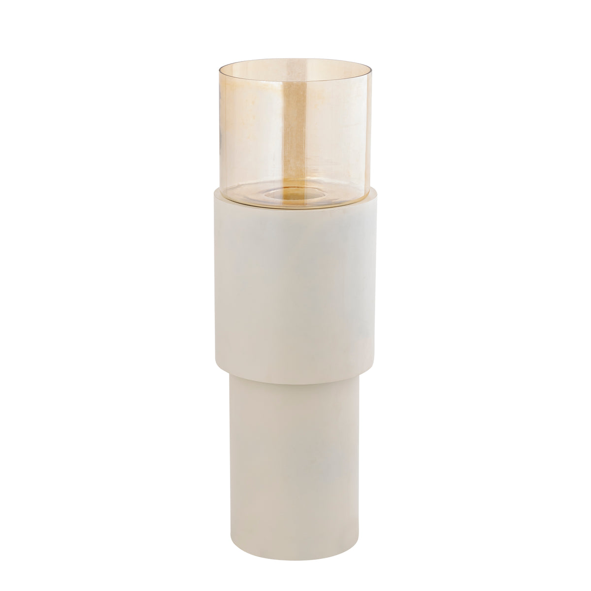 Soon cream iron floor hurricane lantern, large