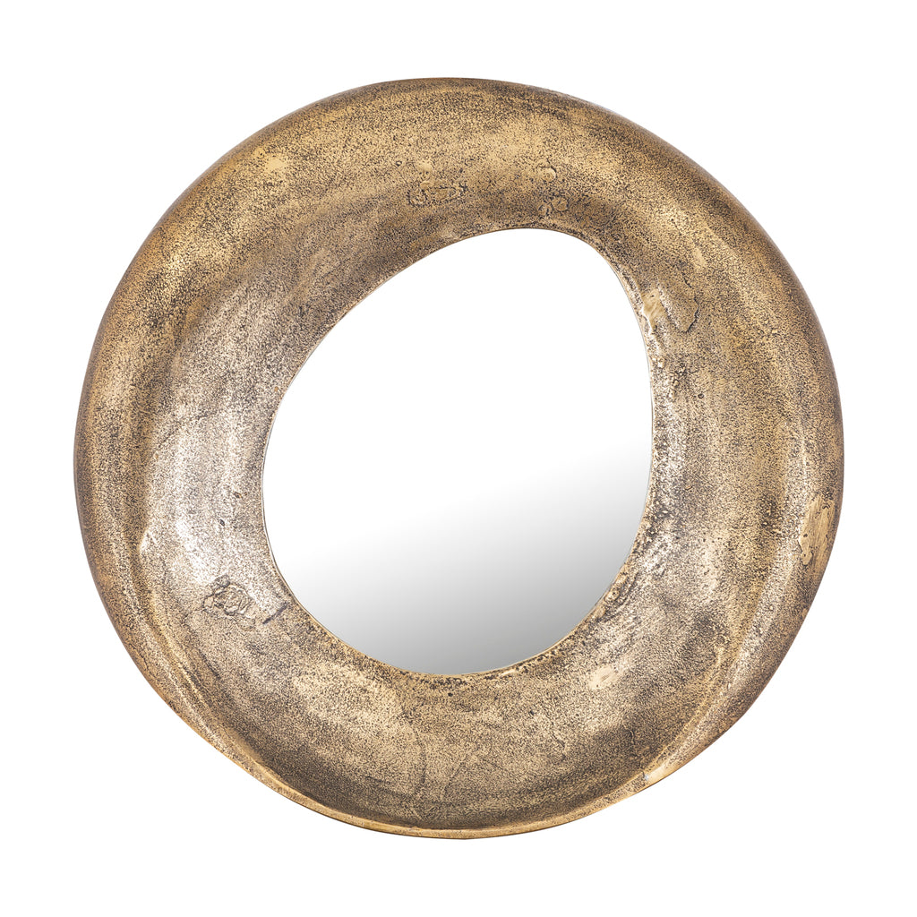 Daweson gold open round cast aluminium mirror