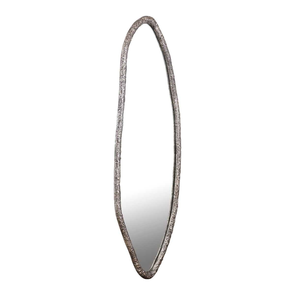 Paislie silver organic oval mirror, tall