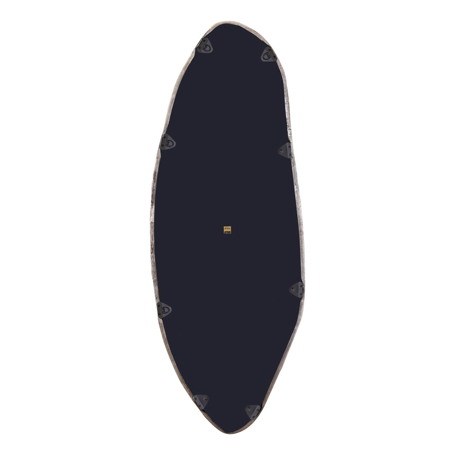 Paislie silver organic oval mirror, tall