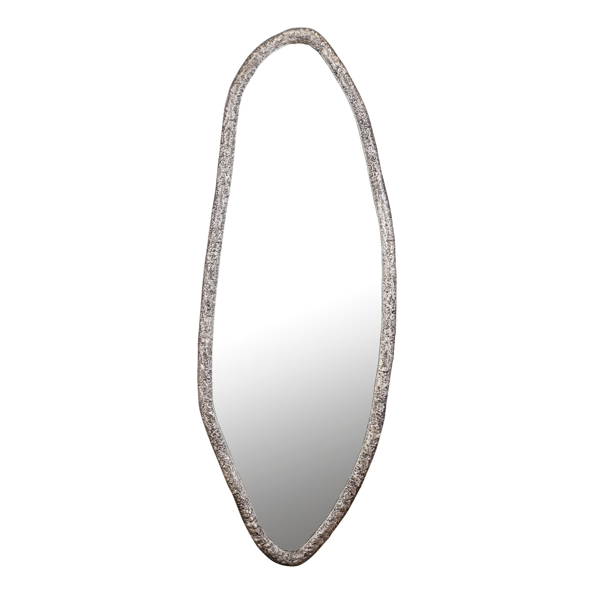 Paislie silver organic oval mirror, tall