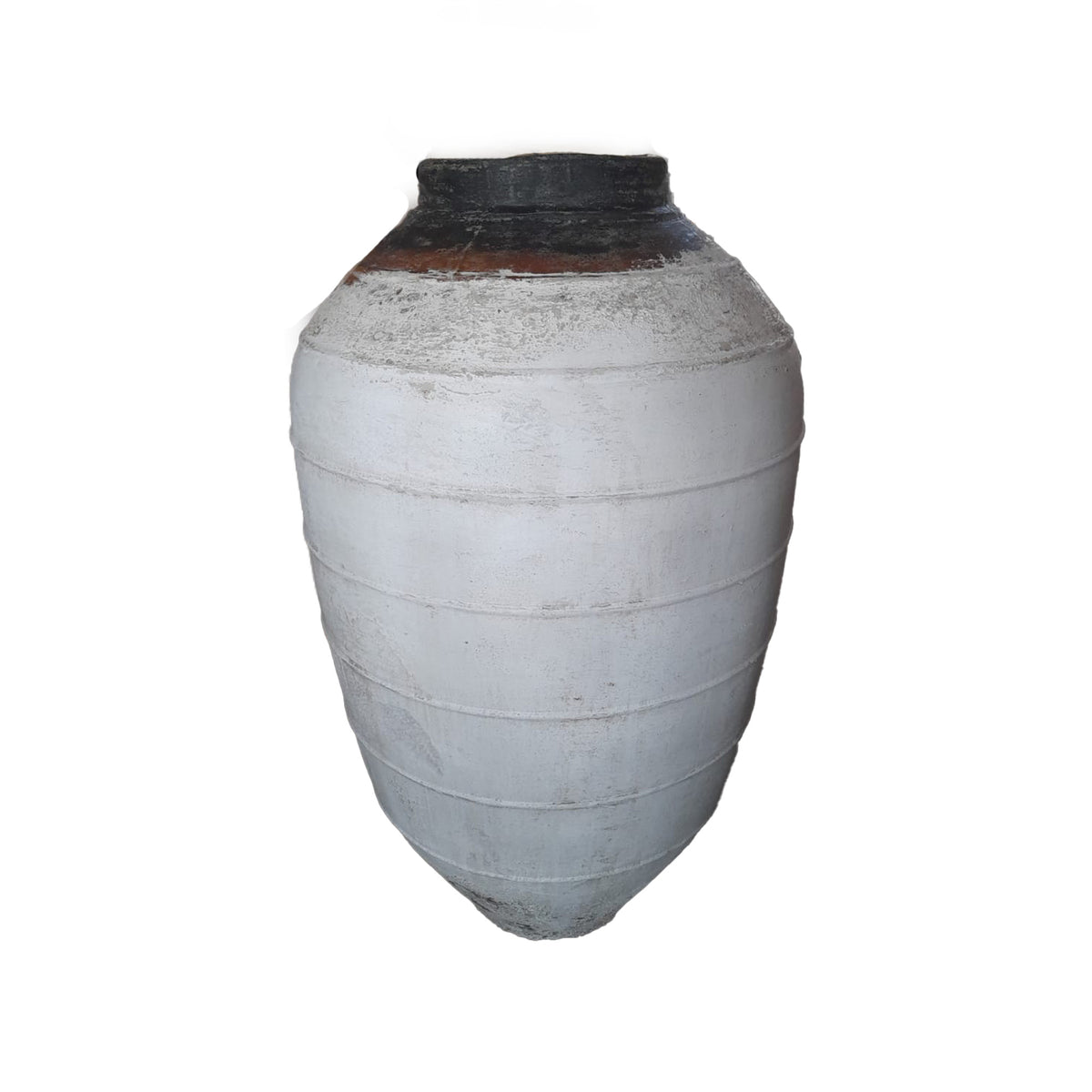 Jinsu white ribbed GRC jar pot, large