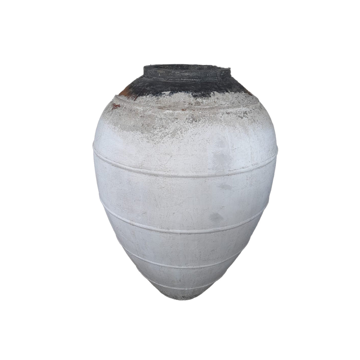 Jinsu white ribbed GRC jar pot, medium