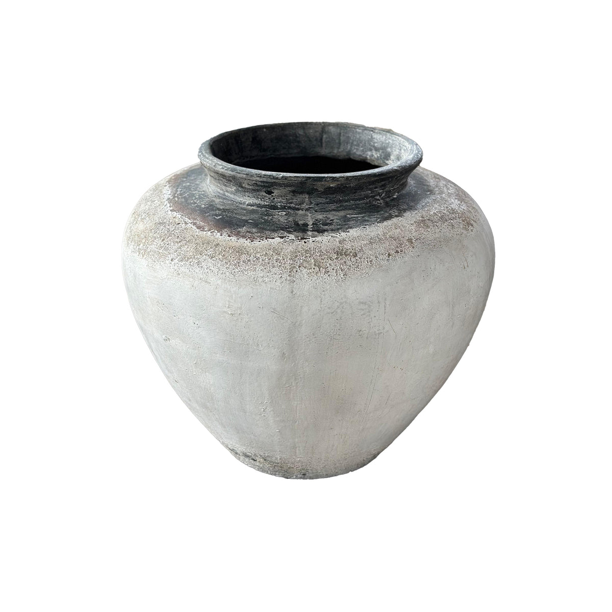Jinsu white GRC jar pot with dark border, large