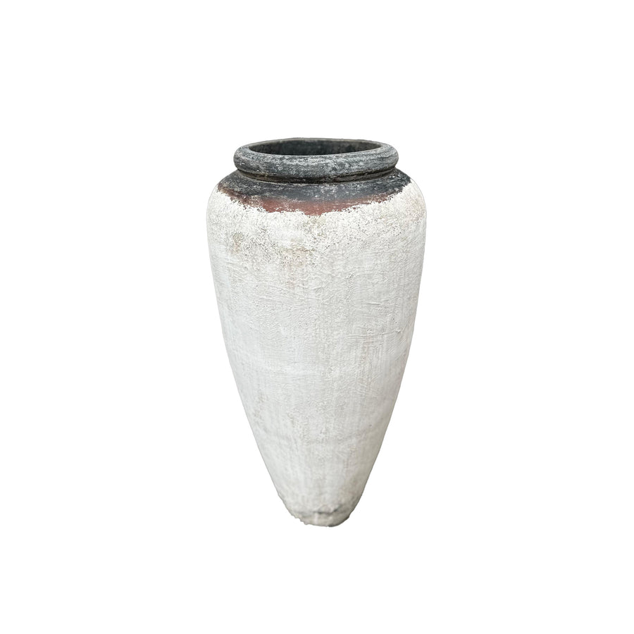 Kajetan white tall round GRC pot, large
