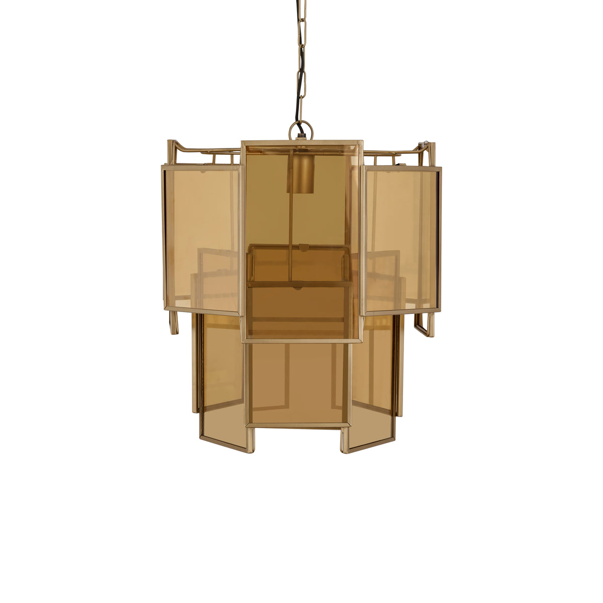 Loucas brass layered glass pendant light, small