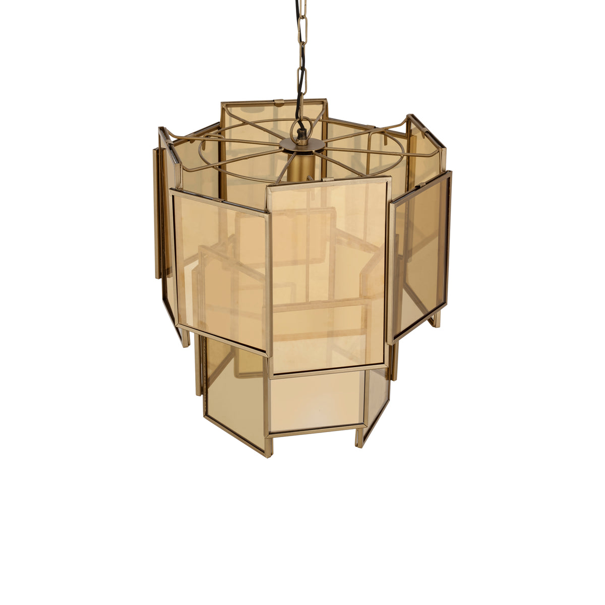 Loucas brass layered glass pendant light, small