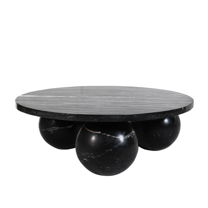 Diro black marble coffee table with ball base
