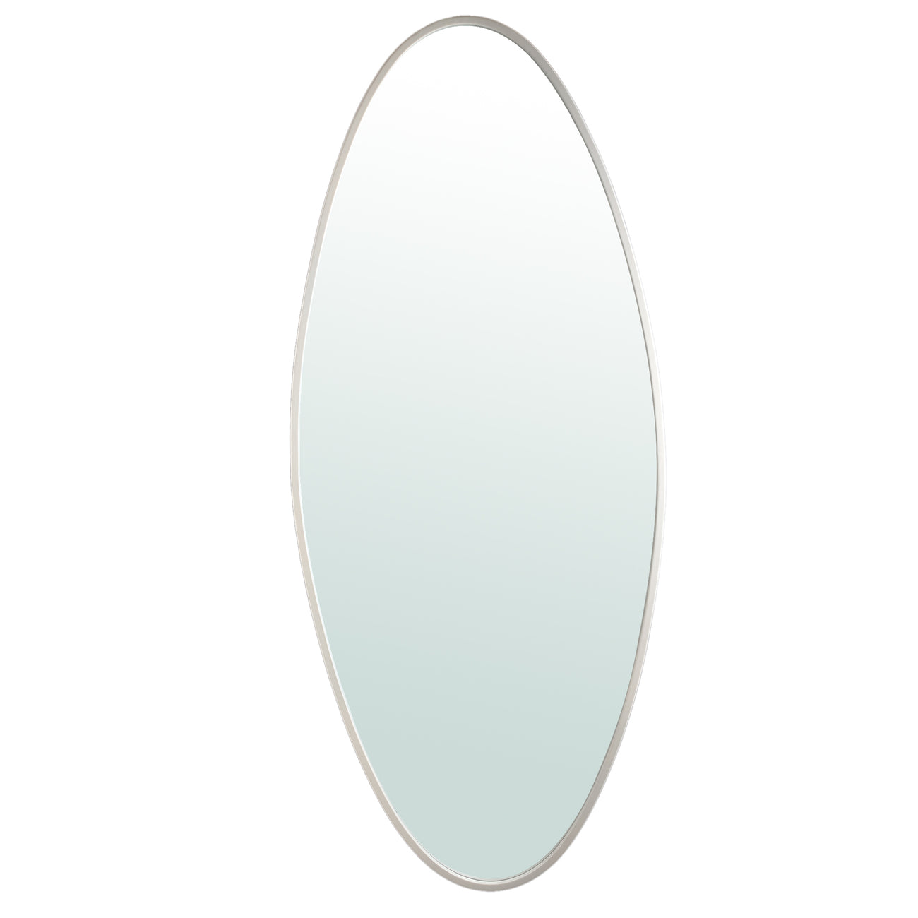 Serine Steel Oval Mirror - White