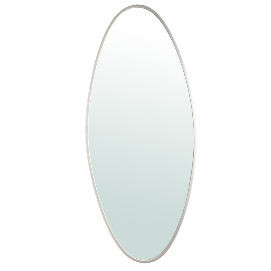 Serine Steel Oval Mirror - White
