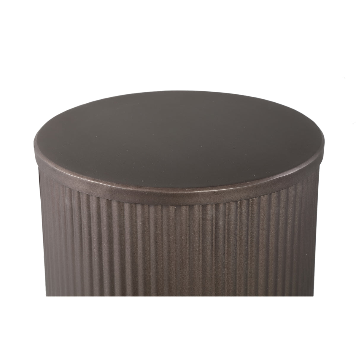 Midda dark grey ribbed steel pedestal pair