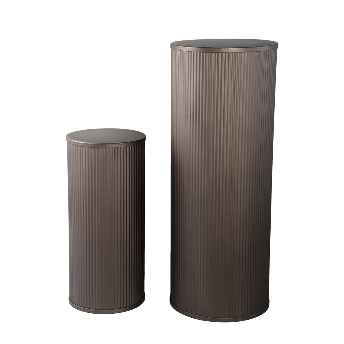 Midda dark grey ribbed steel pedestal pair