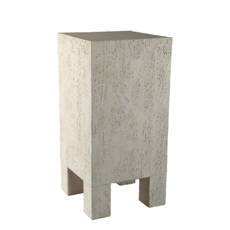 Chandar cream stone rectangular side table