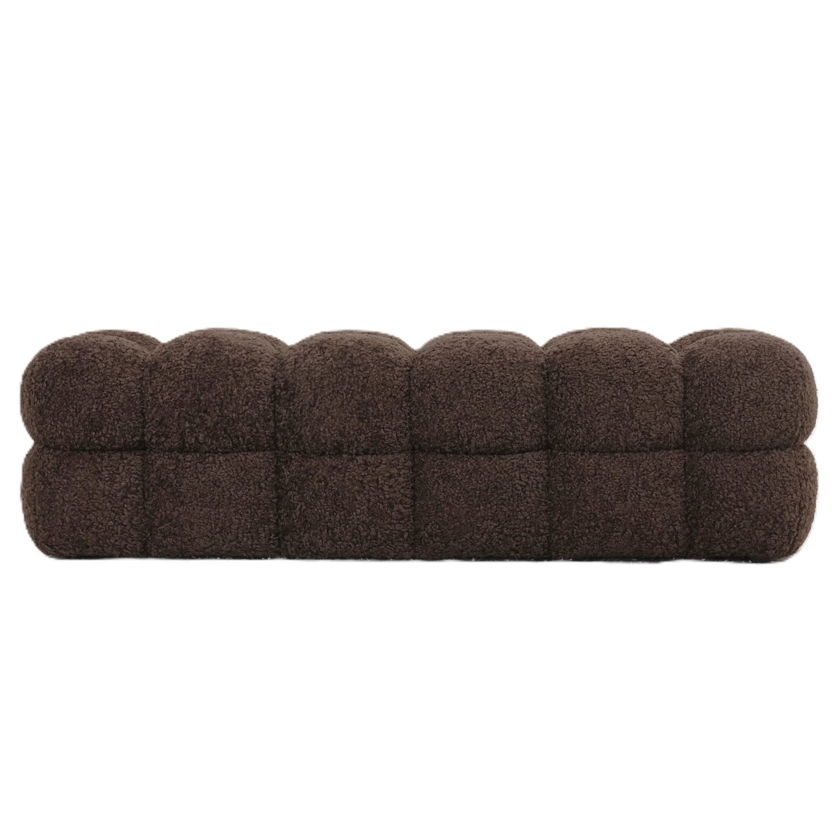 Teddy brown upholstered bench, long