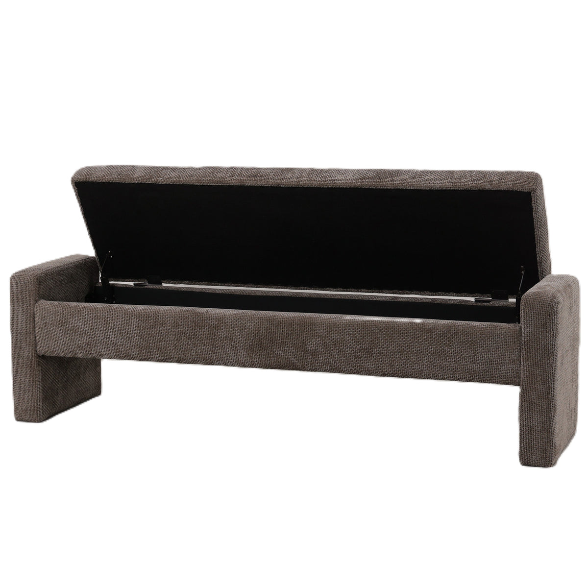 Sidney stone-coloured upholstered bench, long