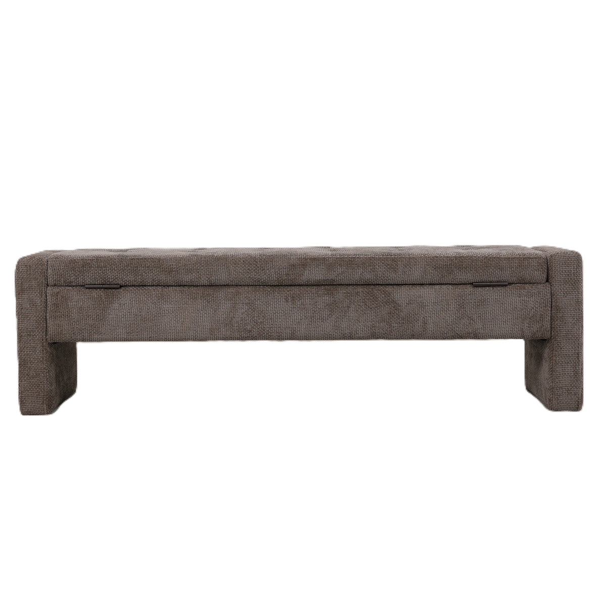 Sidney stone-coloured upholstered bench, long