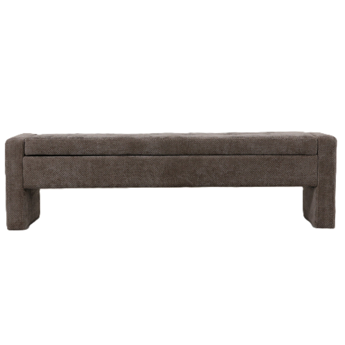 Sidney stone-coloured upholstered bench, long