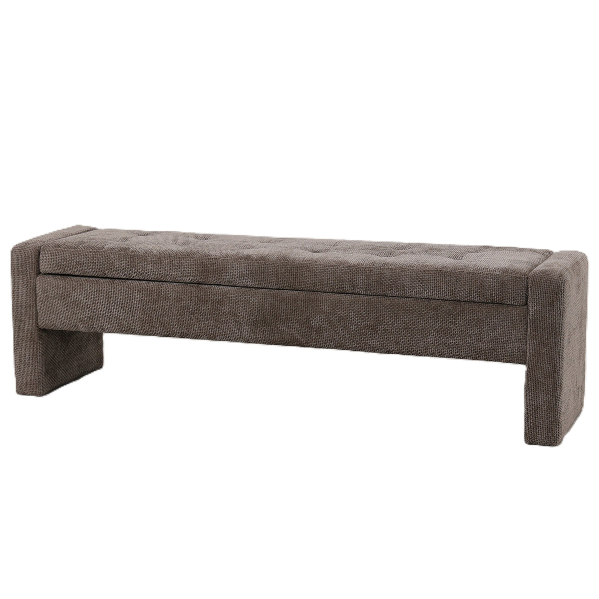 Sidney stone-coloured upholstered bench, long