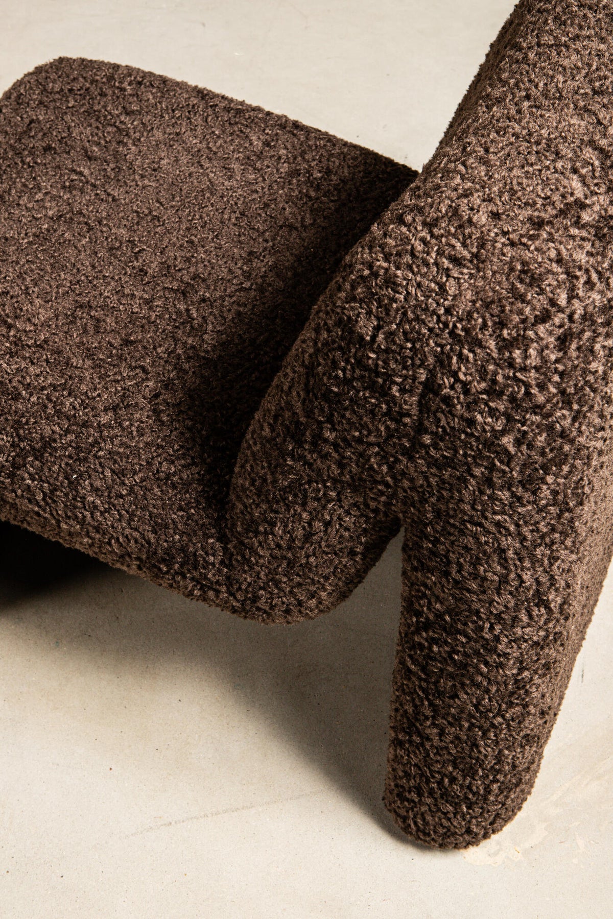 Oslo brown teddy fabric armchair, compact