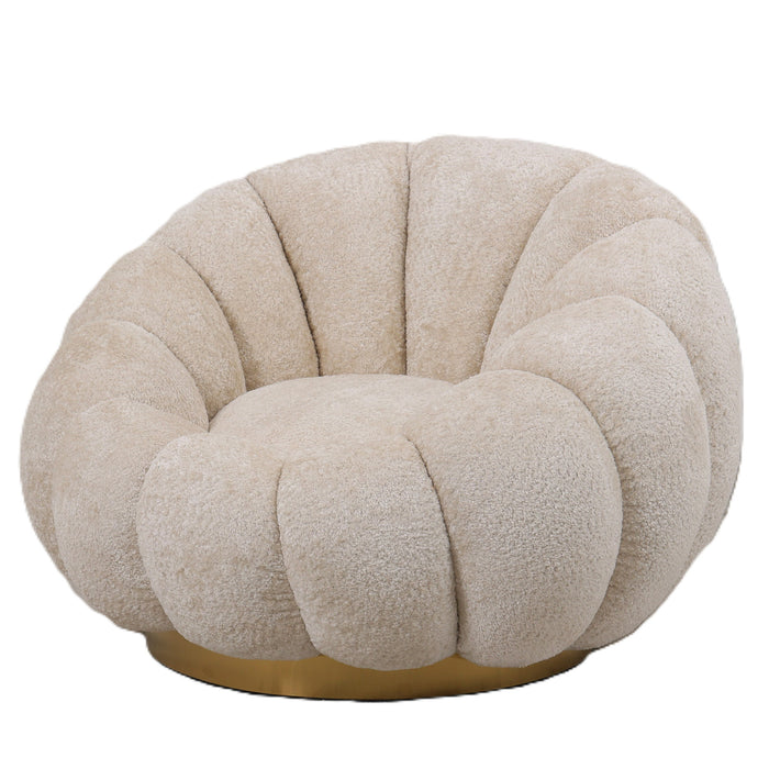 Daisy cream armchair with gold base
