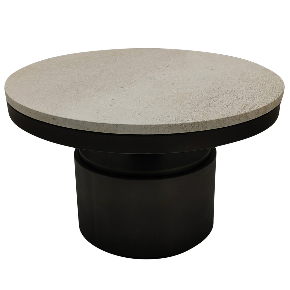 Bregt cream marble coffee table, low, black base