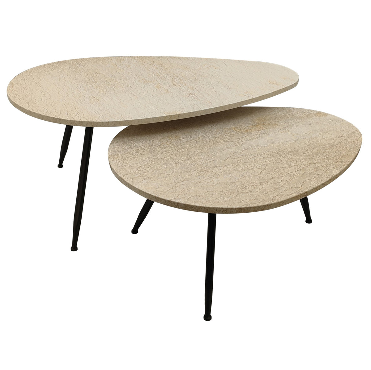 Veria cream marble nesting coffee table set of two