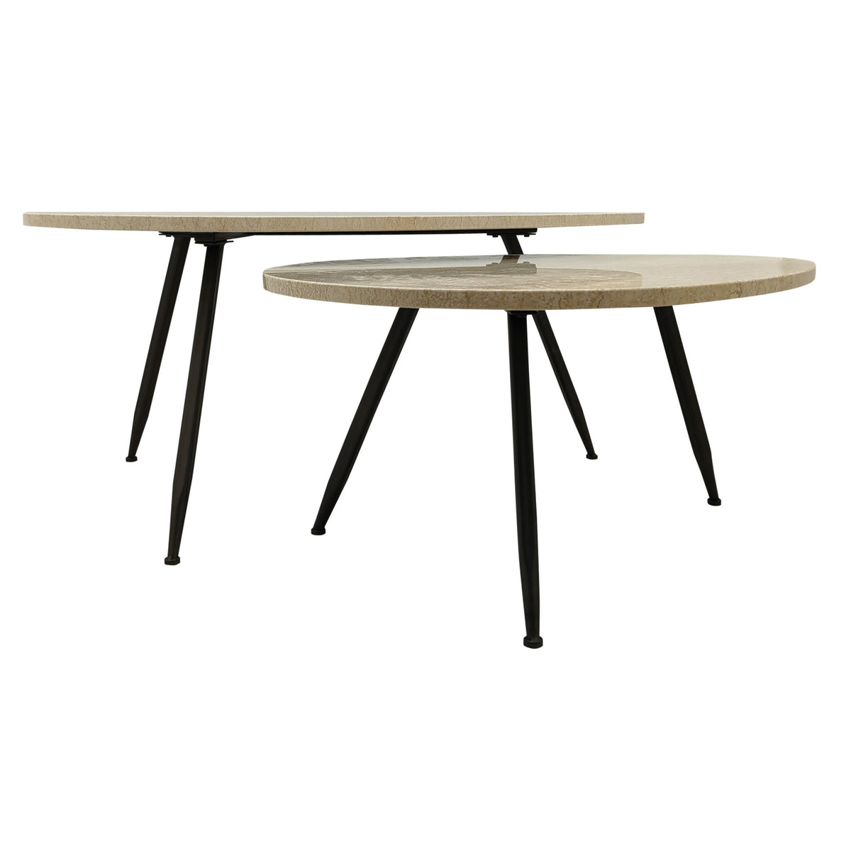 Veria cream marble nesting coffee table set of two