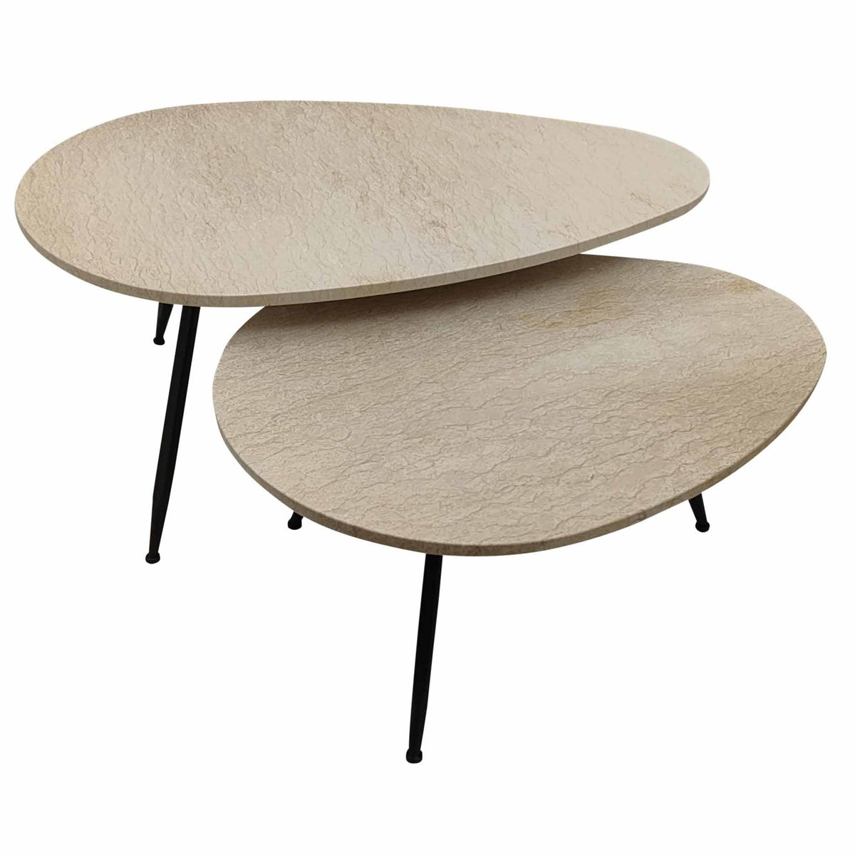 Veria cream marble nesting coffee table set of two
