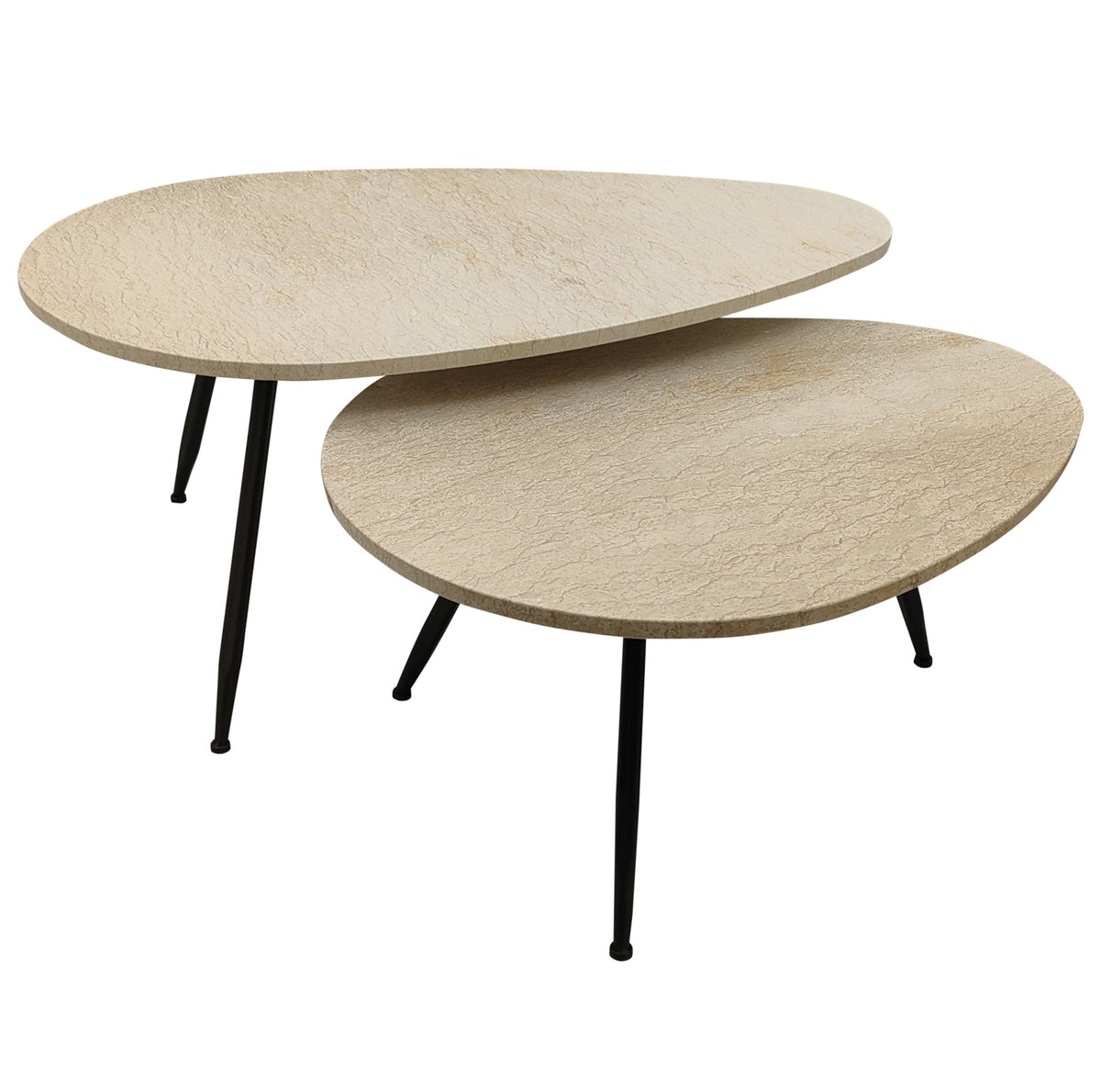 Veria cream marble nesting coffee table set of two