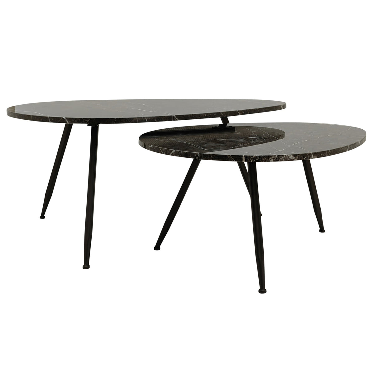 Veria brown marble nesting coffee table set of two