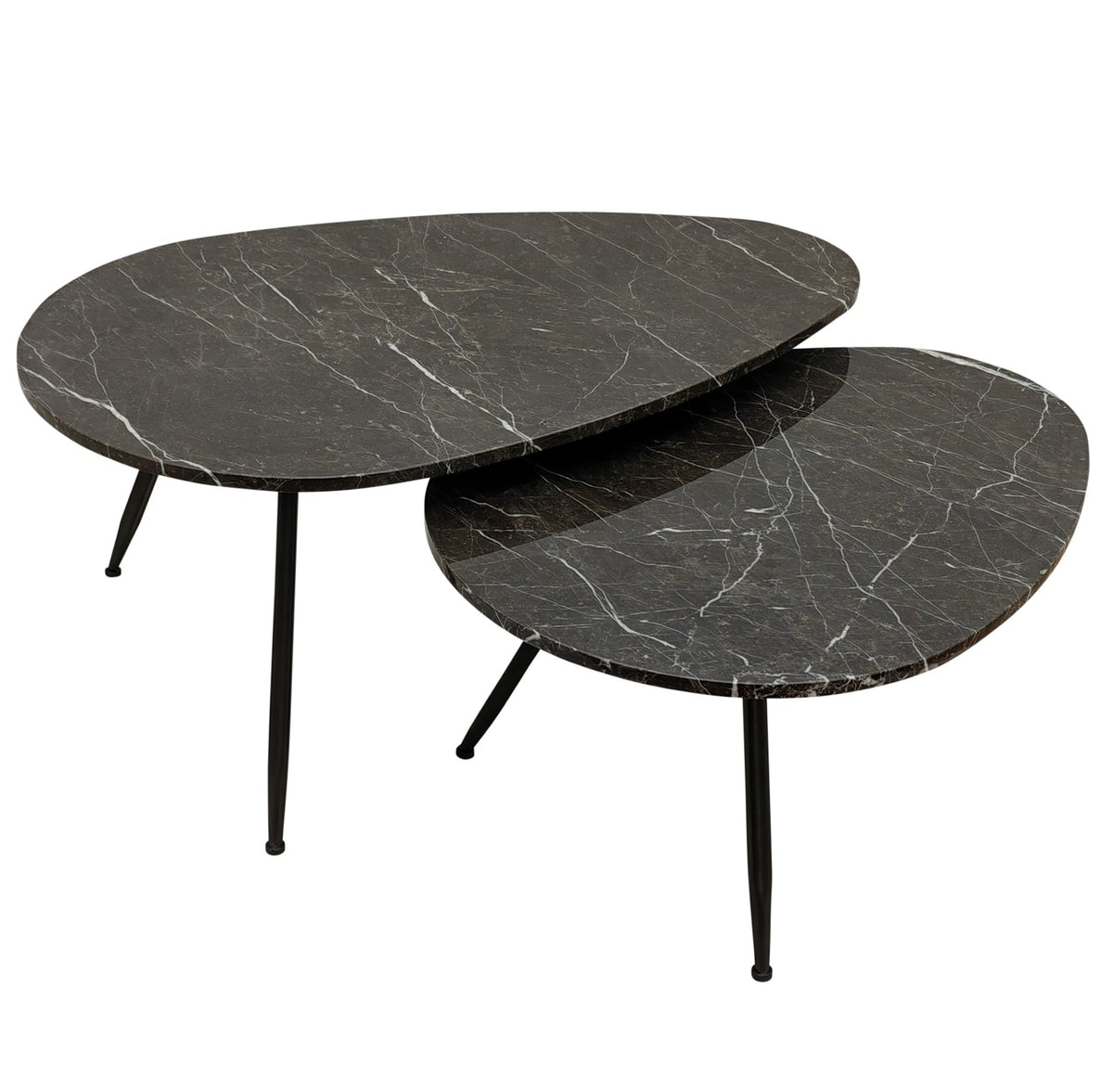 Veria brown marble nesting coffee table set of two