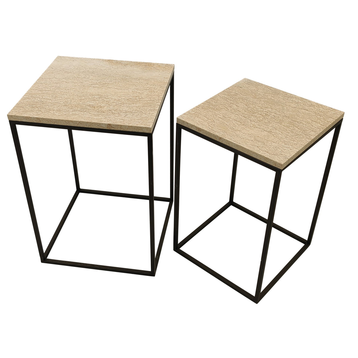 Volos cream marble side table set of two