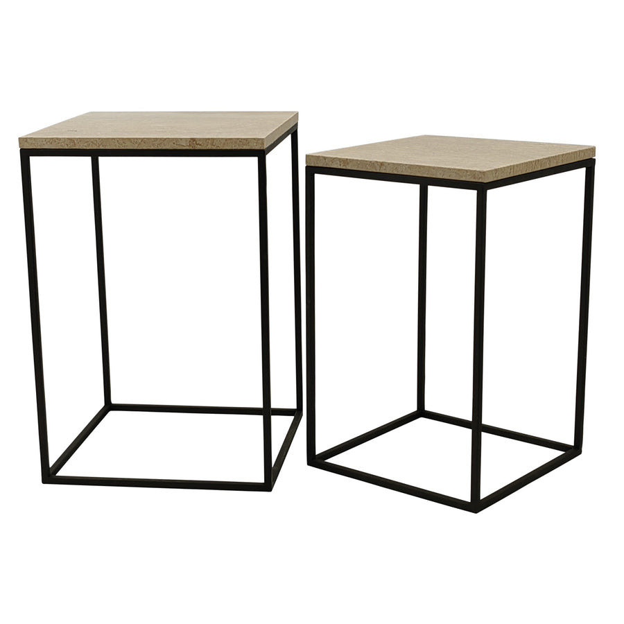 Volos cream marble side table set of two