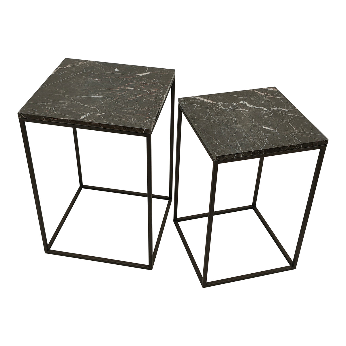 Volos brown marble side table set of two