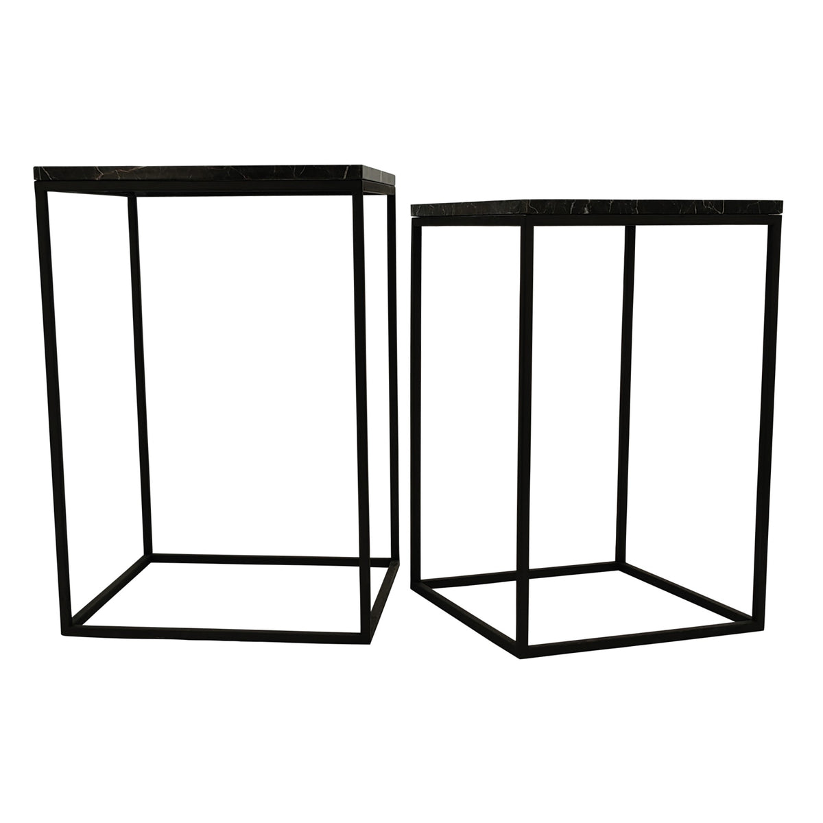 Volos brown marble side table set of two