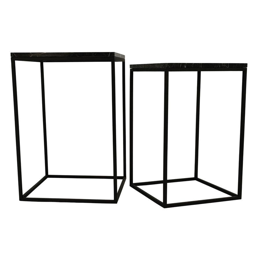 Volos brown marble side table set of two