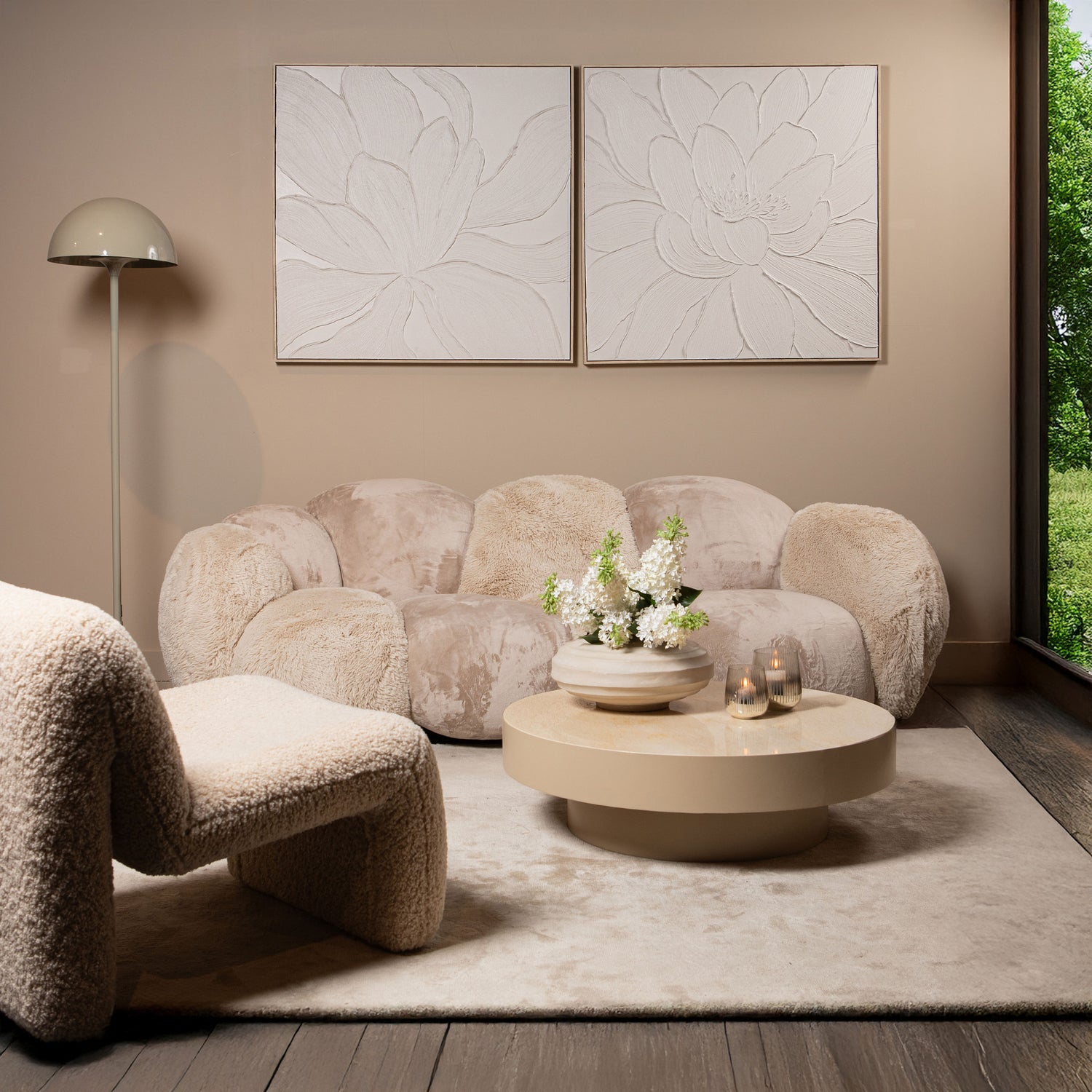 Lush Beige Curved Cloud Sofa