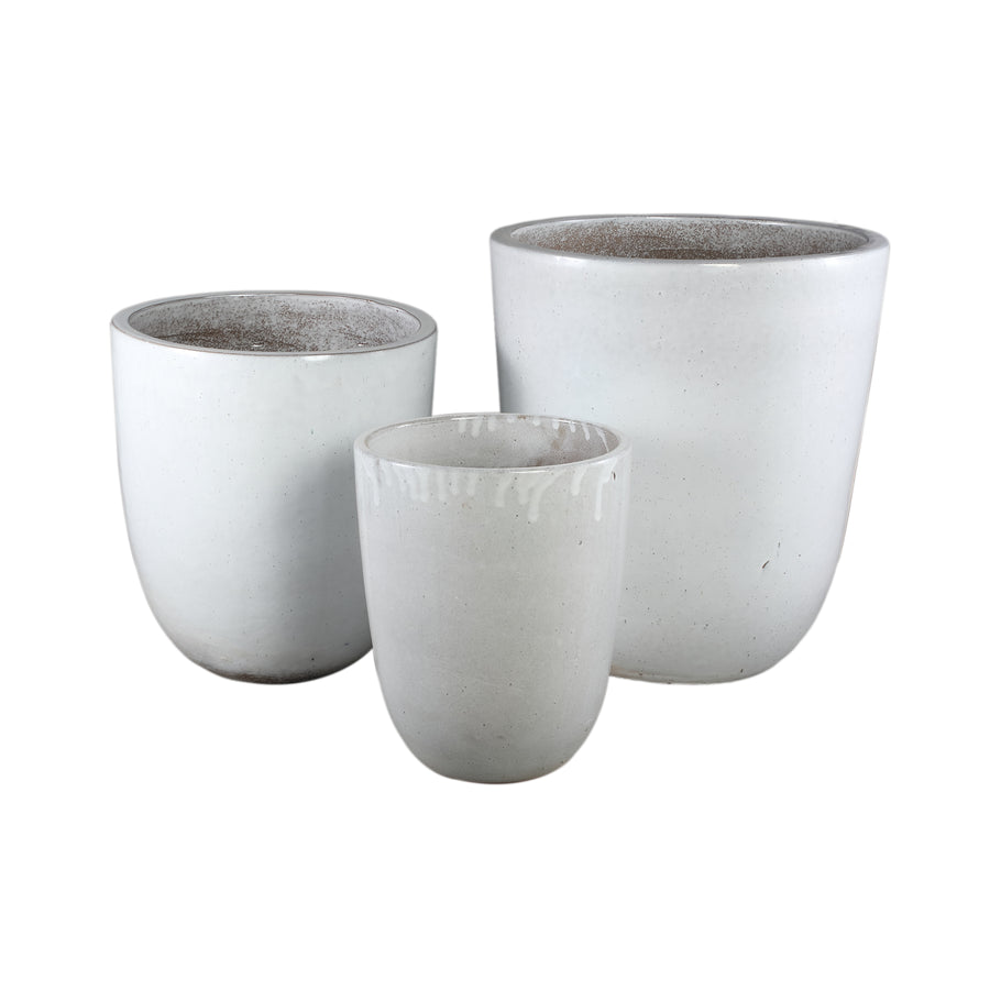 Gommes white glazed ceramic pot, tall