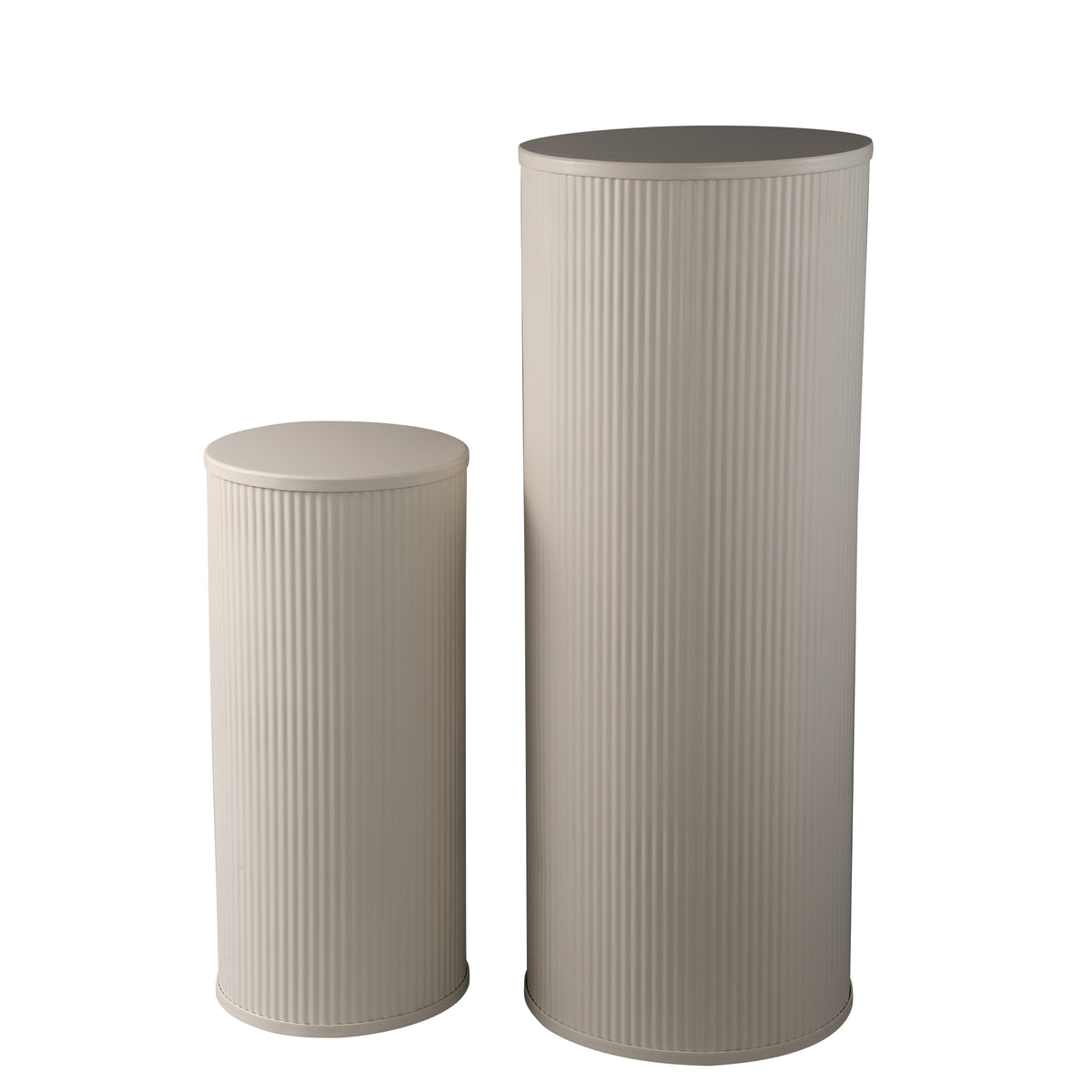 Midda white ribbed steel pedestal pair